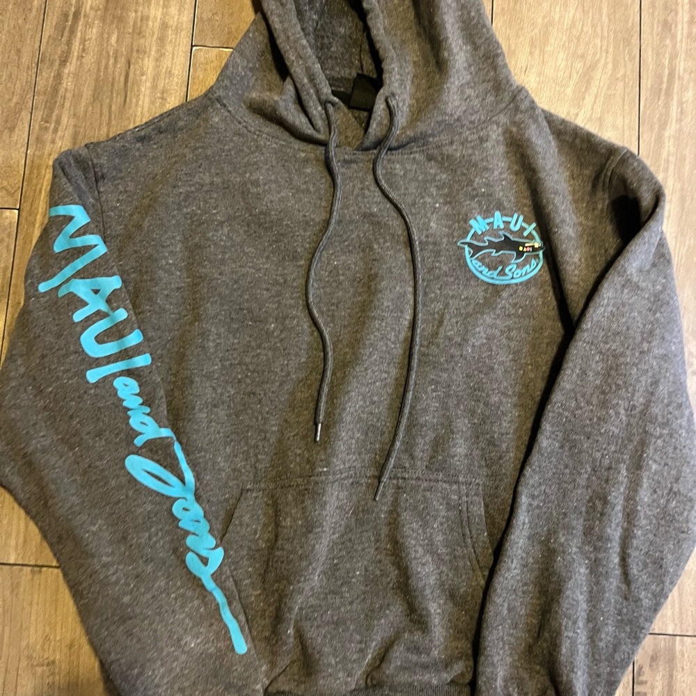 Maui and Sons Charcoal Hoodie with Teal Accents